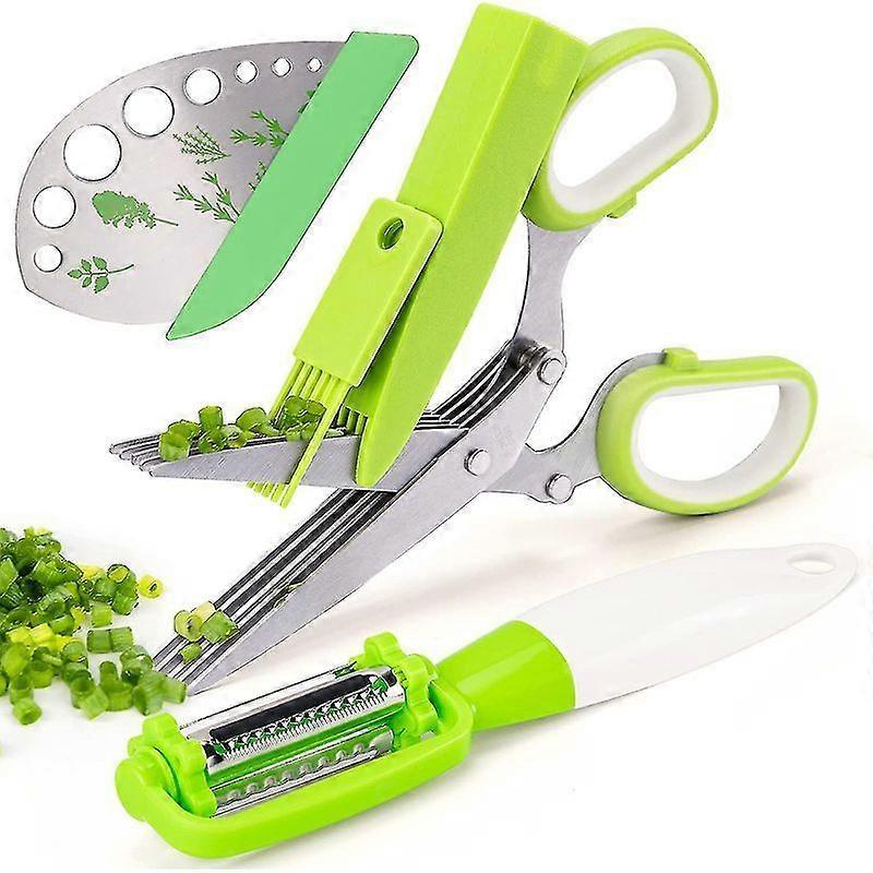 عشب مقص ورقة عشب متجرد، الفولاذ المقاوم للصدأ 5 شفرة مقص المطبخ، مقشرات للمطبخ