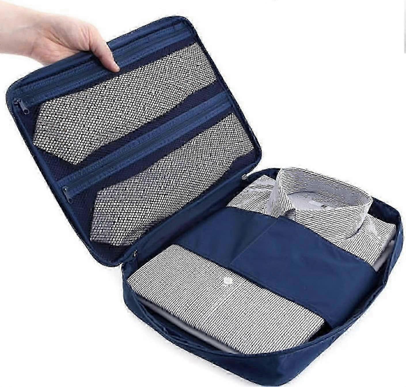 Travel Organizer for Shirts and Ties - Waterproof and Durable Storage Bag for Suitcases and Luggage (Navy Blue)