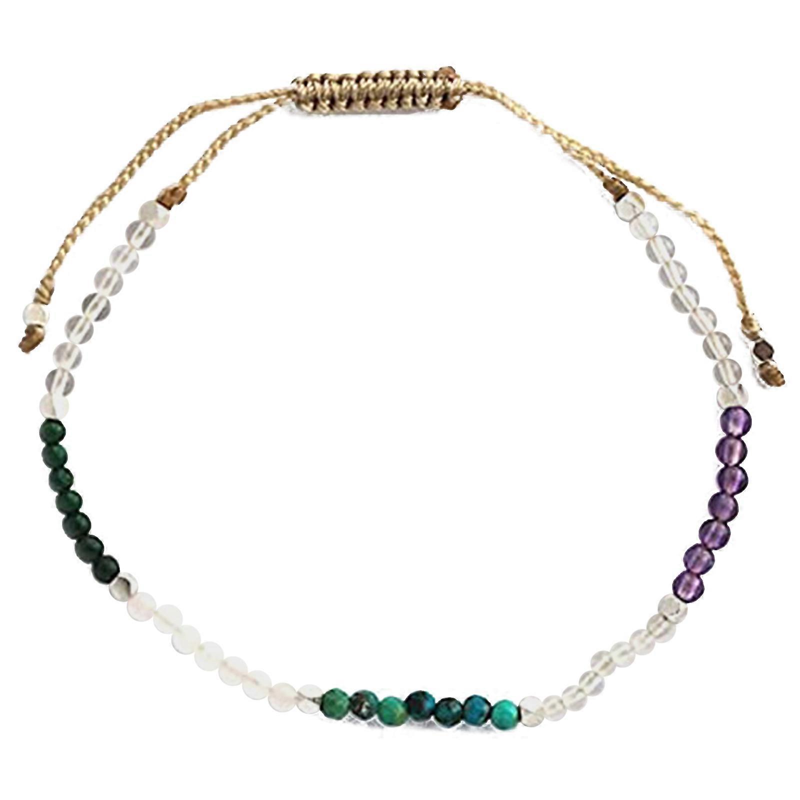 2mm Contas de Pedra Natural Pulseiras Delicadas 7 Chakra Cristal Frisado Corda Trançada Pulseira para Mulheres Moda Jóias Presente