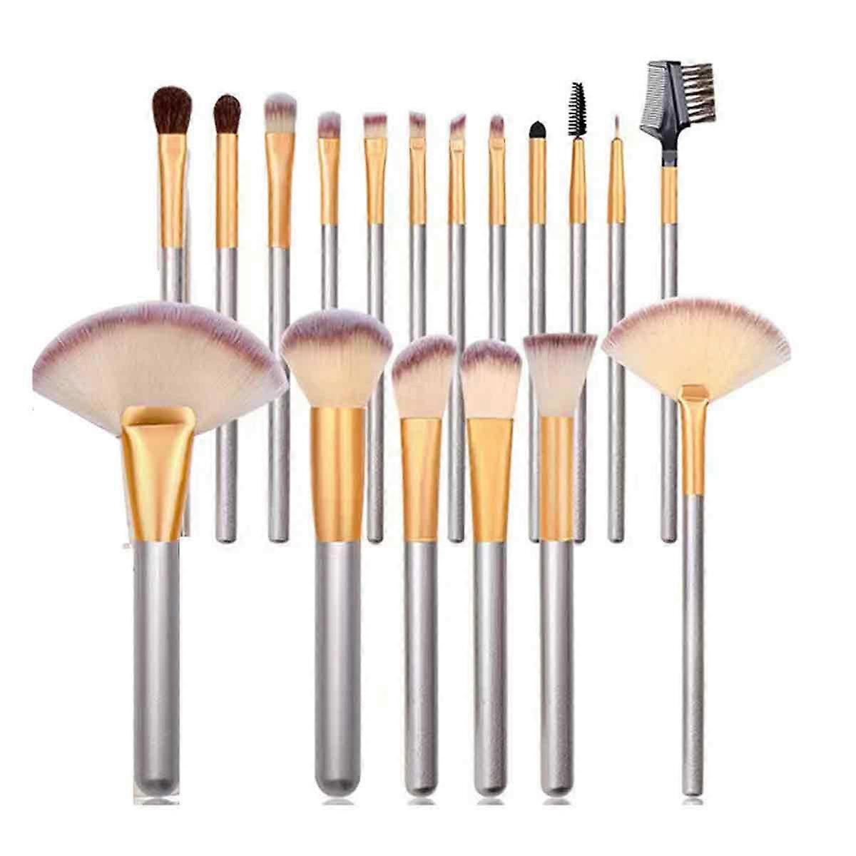 Professional Makeup Brushes Set, 18 Pcs Ergonomic Slim Handle Facial Brushes with Synthetic Bristles, Designed for Sensitive Skin and Portable Use