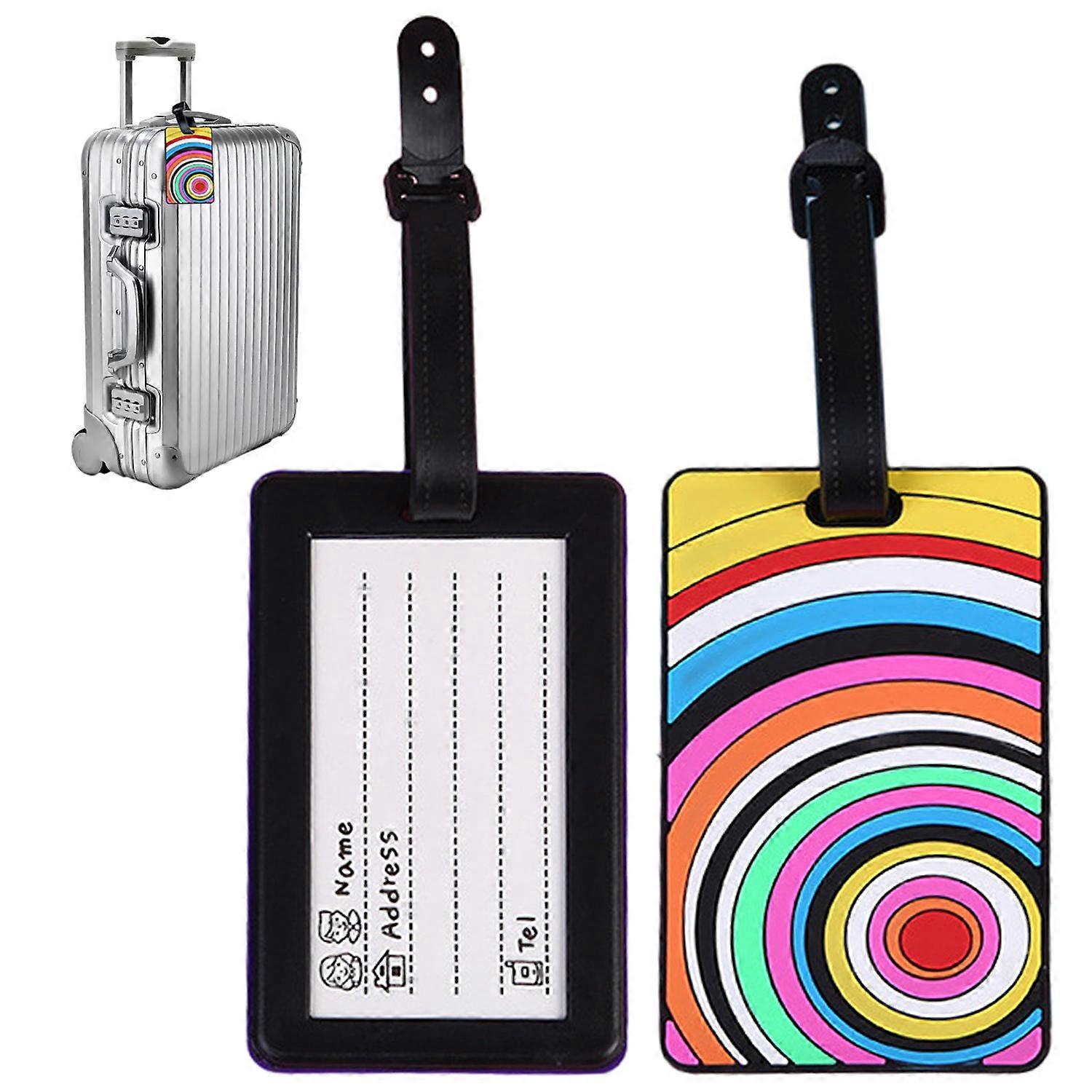 旅行用スーツケースのラベル、ユニークな幾何学模様の荷物タグ、簡単に識別できる明るい色、2個の耐久性のあるゴムTSA承認の再利用可能