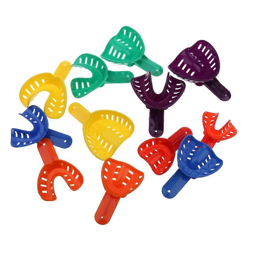 12pcs Mixed Colors Plastic Impression Trays Supply Autoclavable