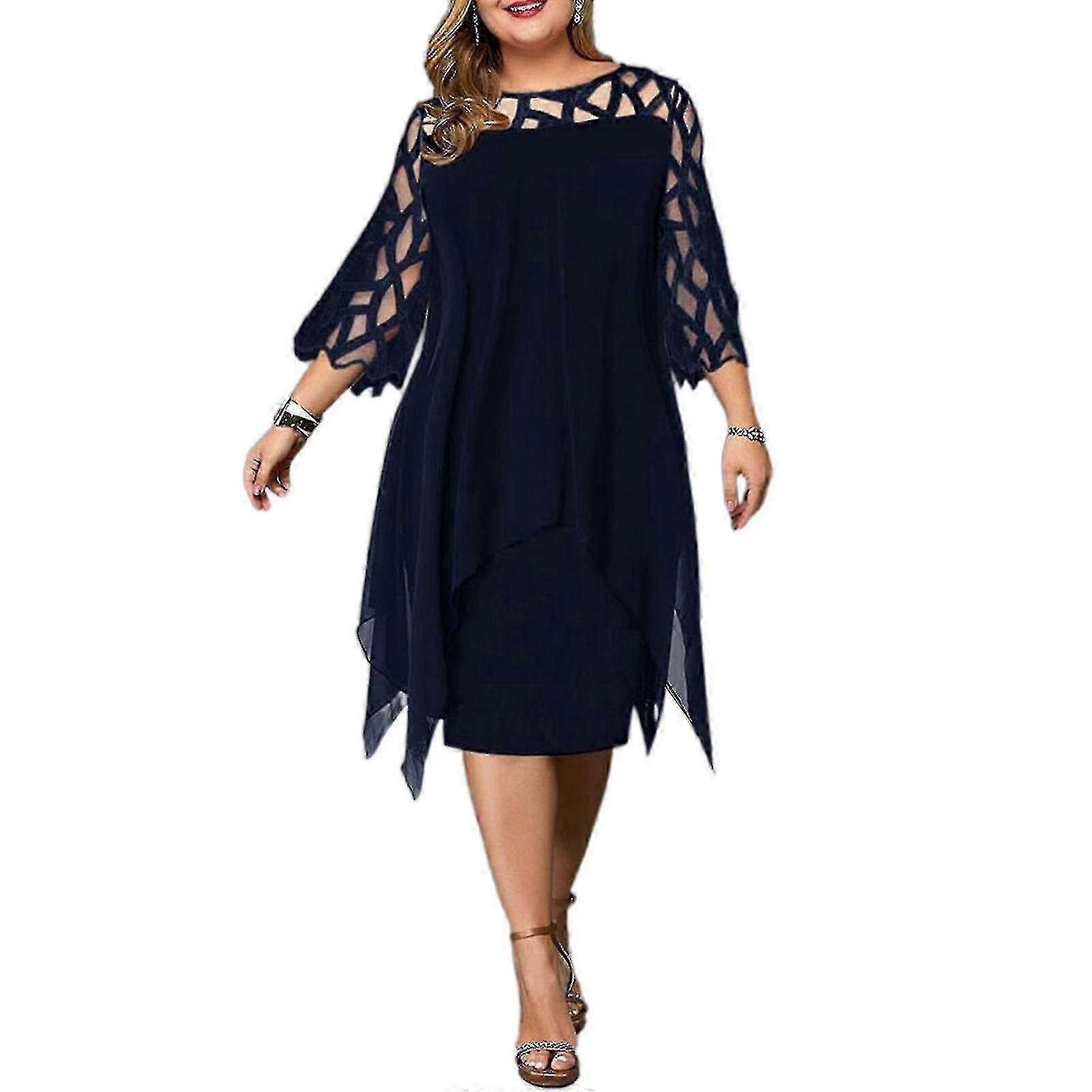 Taille Femmes Midi Hollow Out Casual Cocktail ForXXXXLBlue