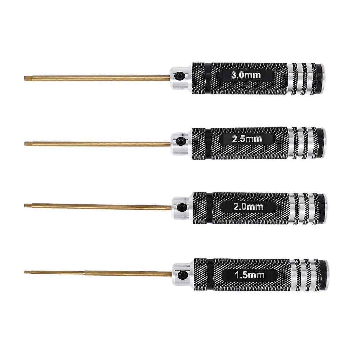 4 Pcs 1.5 / 2.0 / 2.5 / 3.0 mm Hex Screwdriver Set Titanium Hex Wrench Tool Set for Multi-Axis FPV R