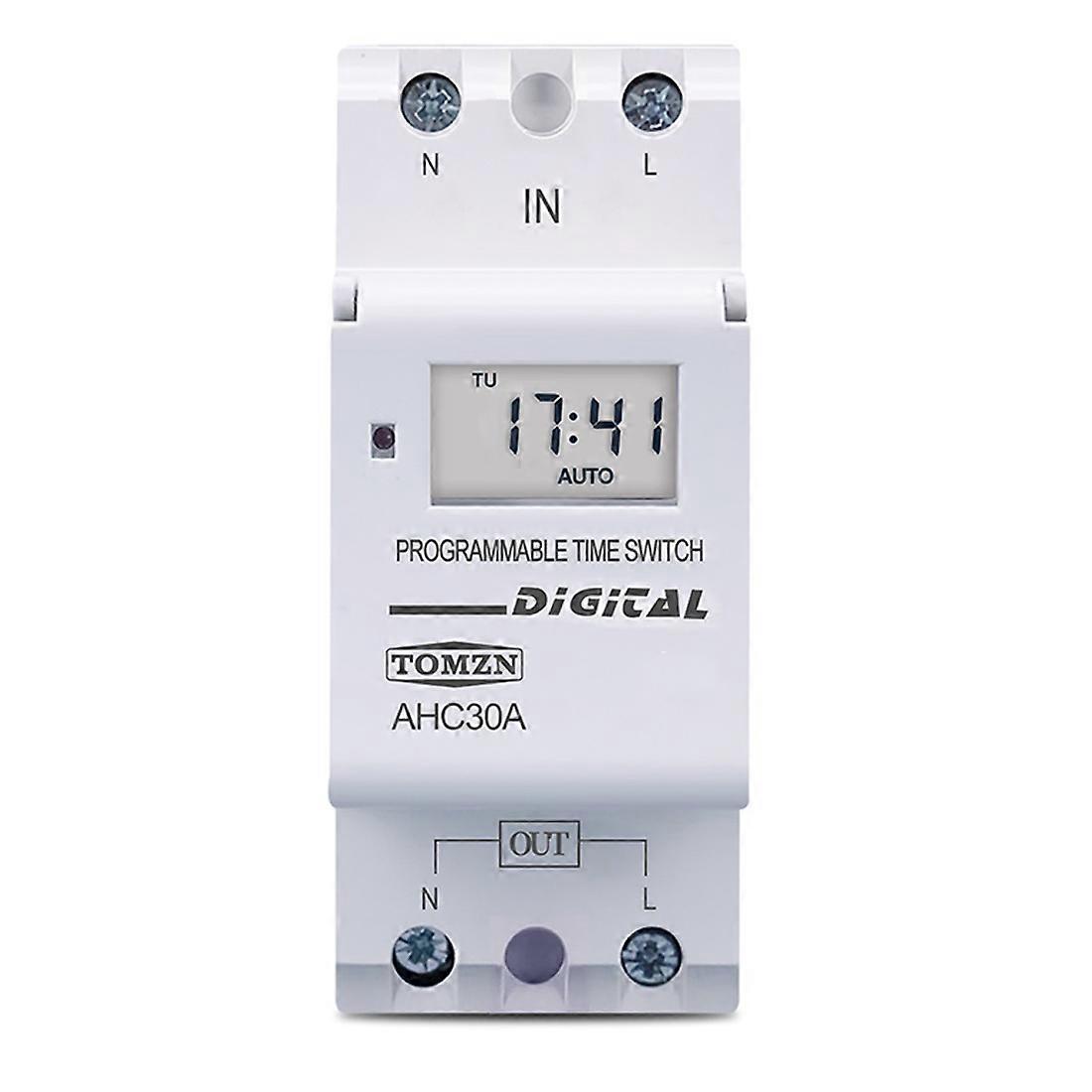 Din Rail 2 Wire Weekly Programmable Digital TIME SWITCH Relay Timer Control Time Relay AC 220V 30A