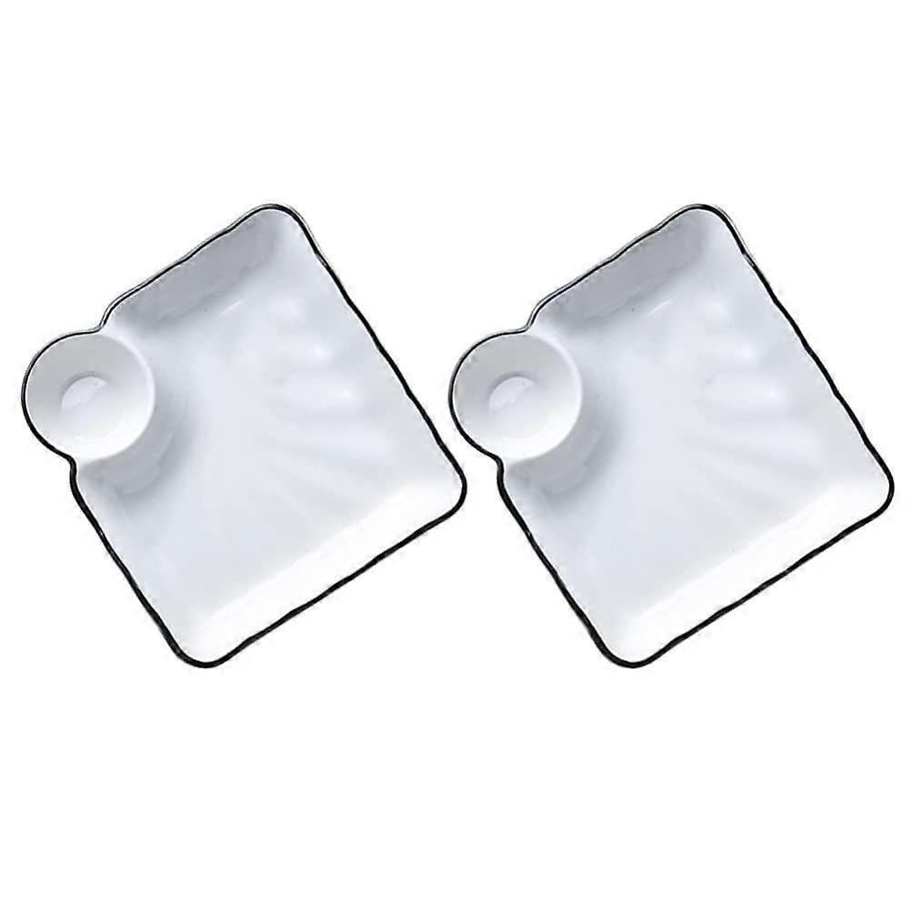 2 Pcs Divided Serving Platter Set for Entertaining Buffet Parties 7.27x6.8inch