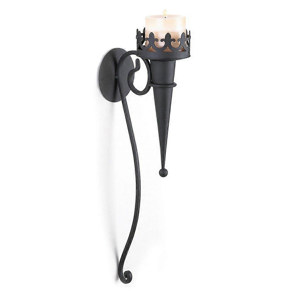 2 Set Gothic Black Torch Iron Candle Sconces for Wall Decoration