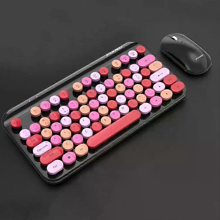 Wireless Keyboard and Mouse Set-Mixed Color,2.4G Portable,Red-FOREV Red