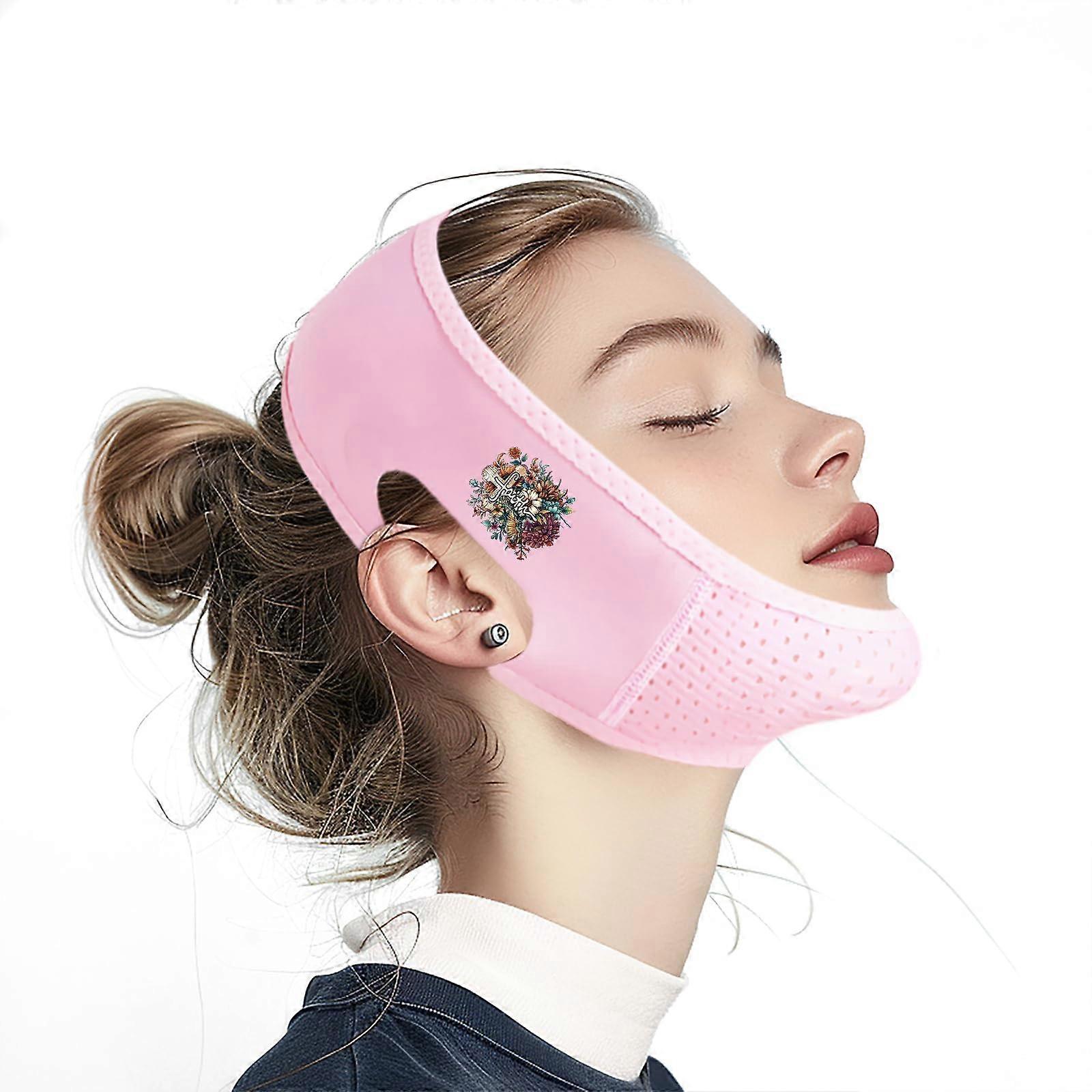 Chin Strap for Sleeping V Line Lifting Mask Cute Series Reusable Face Strap Jaw Exerciser Pink-4