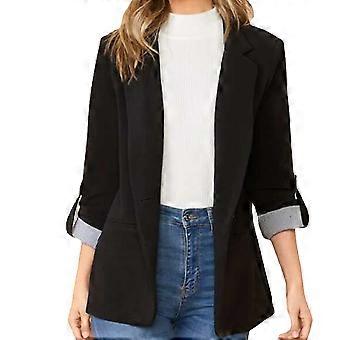 Chaqueta de negocios para mujer cuello volteado 3/4 mangas frente abierto traje abrigo para oficina