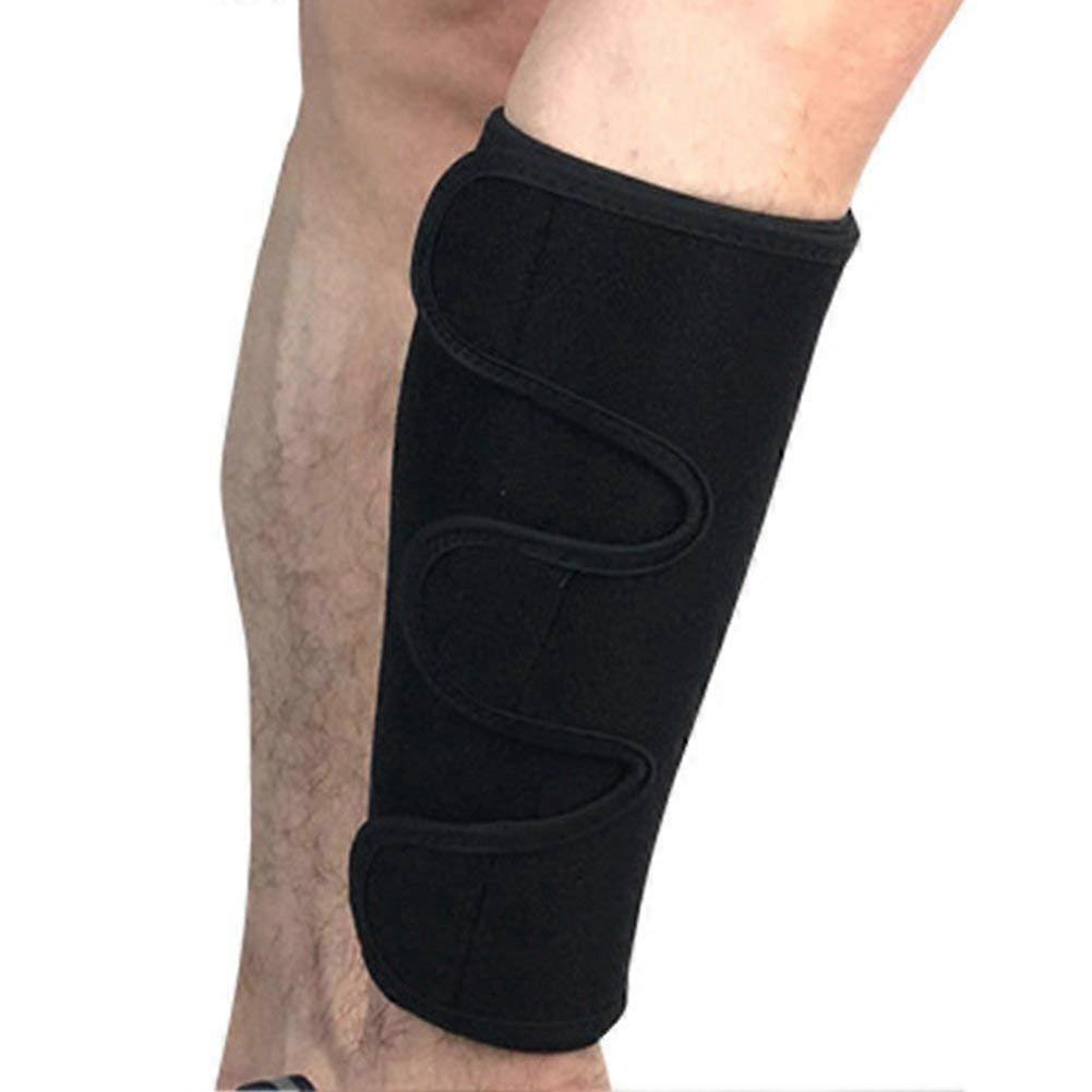Calf Shin Support Brace - Adjustable Compression Leg Sleeve for Running and Cycling, Black, One Size Fits Most