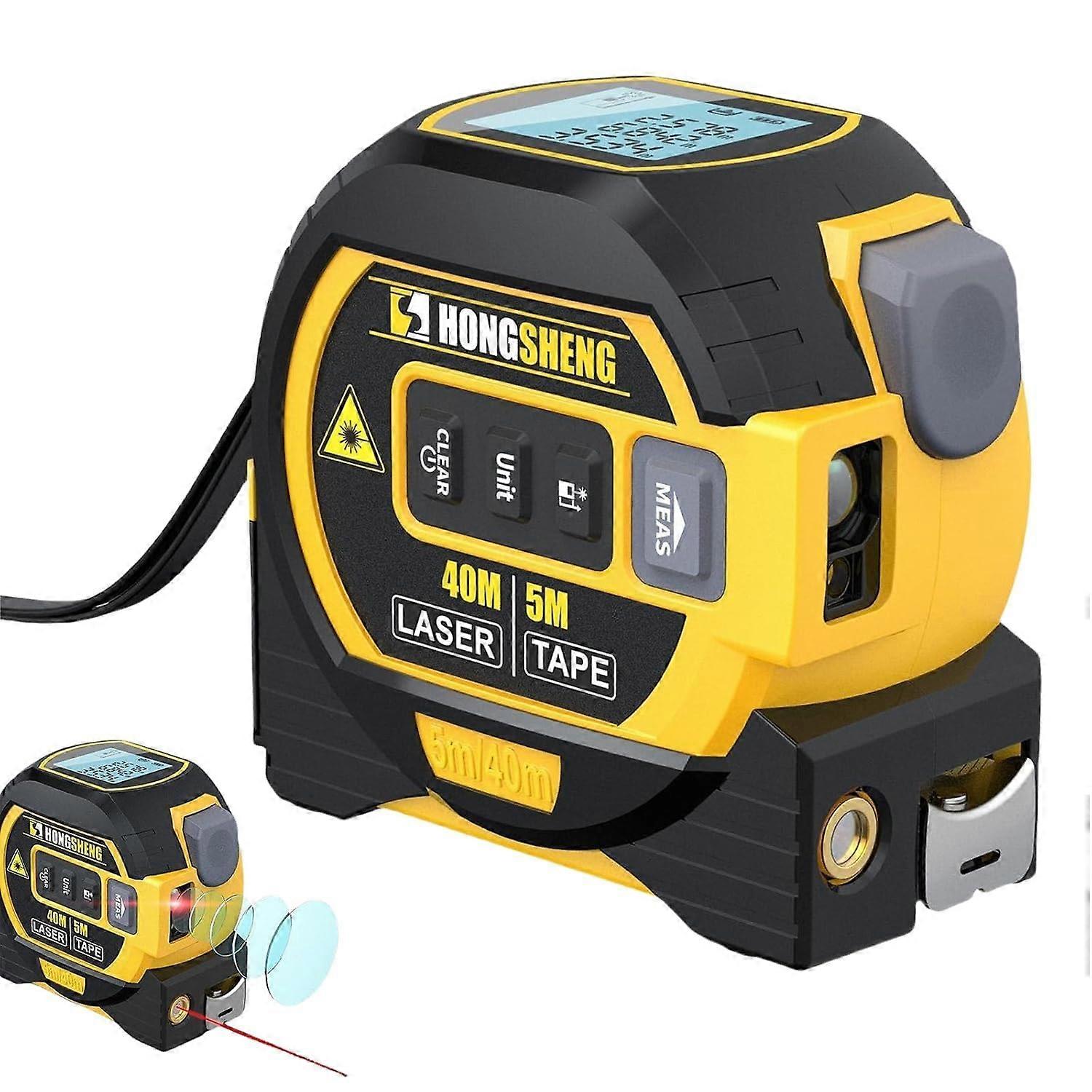 Almighty Tools Tape Measure 3-in-1 Rangefinder with Led Display ,Almighty Tools Laser Tape Measure-Almighty Tools (Yellow 1Pc)