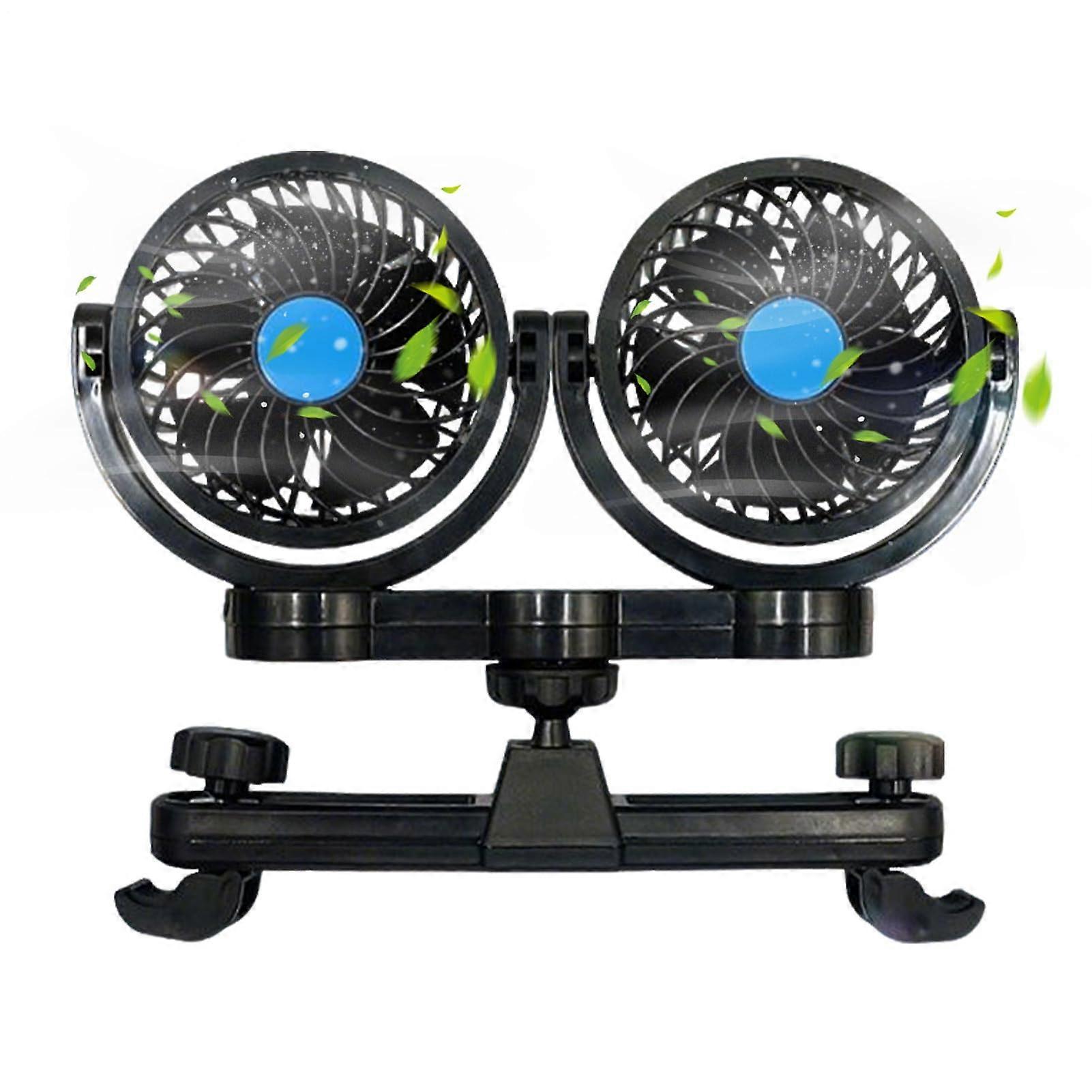 Electric Car Fan USB Powered Rear Seat Headrest Fan, Strong Wind, Adjustable Speed, Car Headrest Installation Kit
