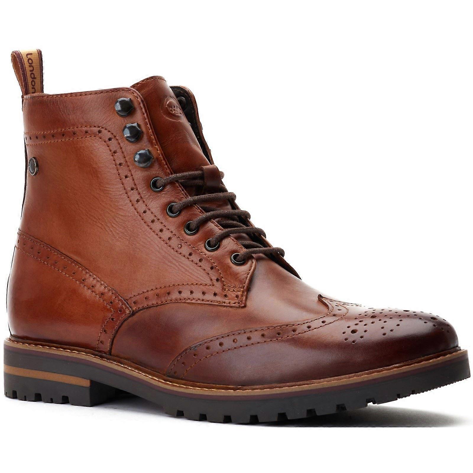 Base London Grove Washed Tan Leather Mens Shoes