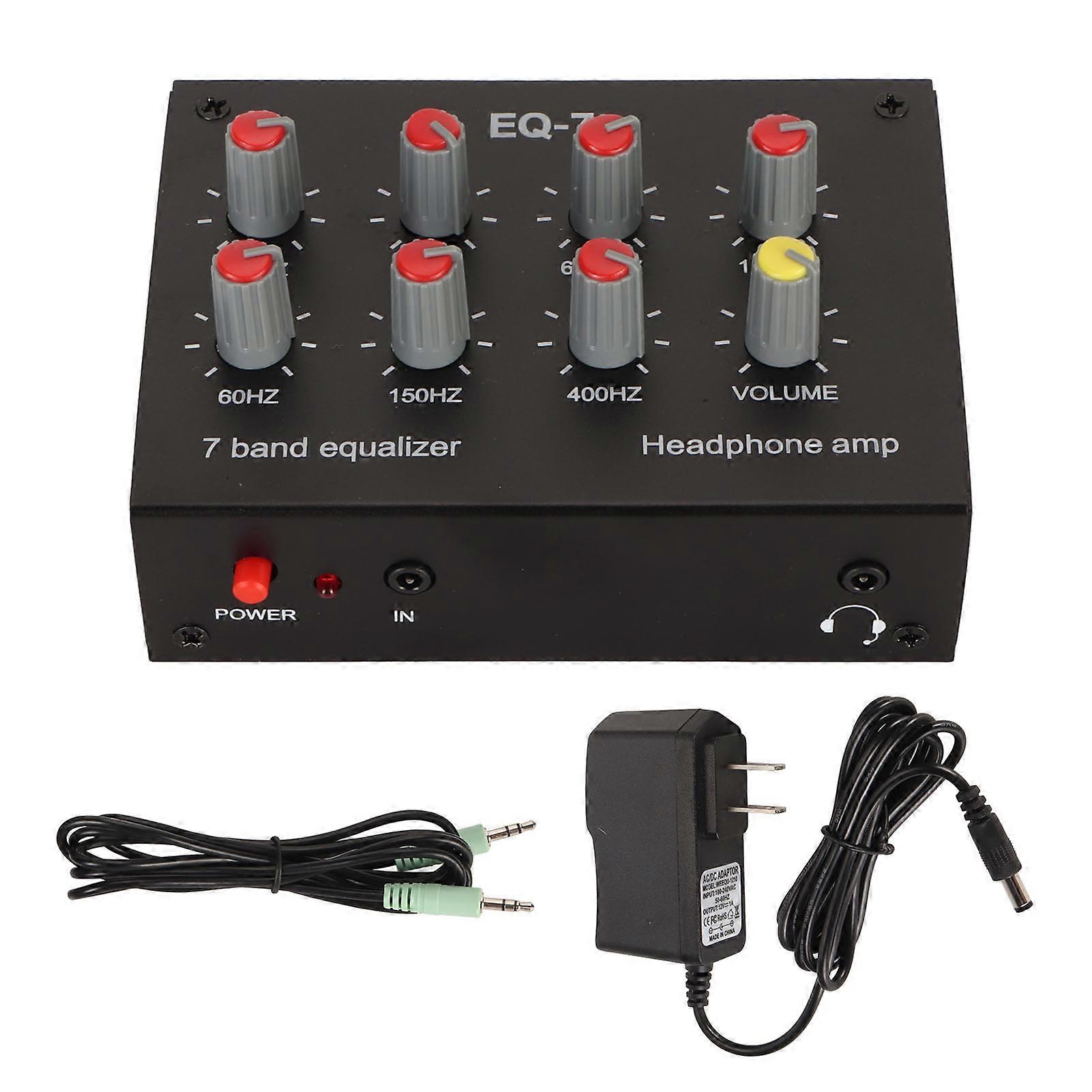 7 Band Equalizer RCA Input Output Volume Adjustable 2 Channels Equalizer EQ Car Headphone Amplifier