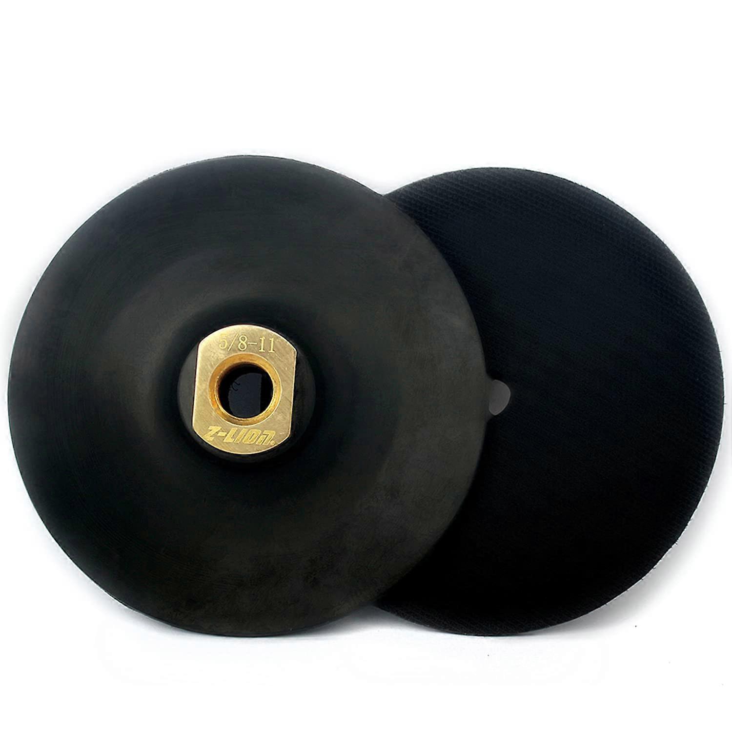 5" Rubber Backing Pad, 2-Pack, Black Hook-and-Loop Backer Pads, 5/8-11 Thread, For Angle Grinder
