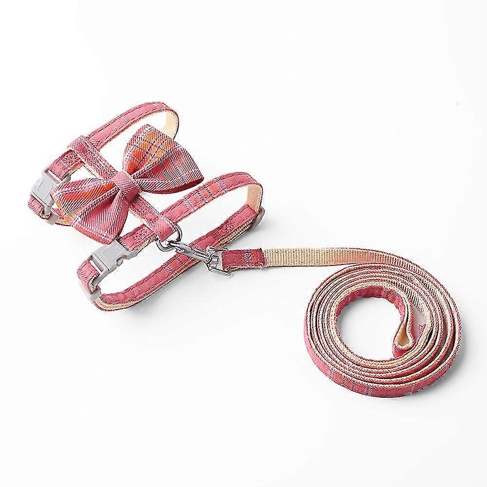 Big Bow Plaid Cat Chain With Traction Rope; Cat Escape-proof Rope.