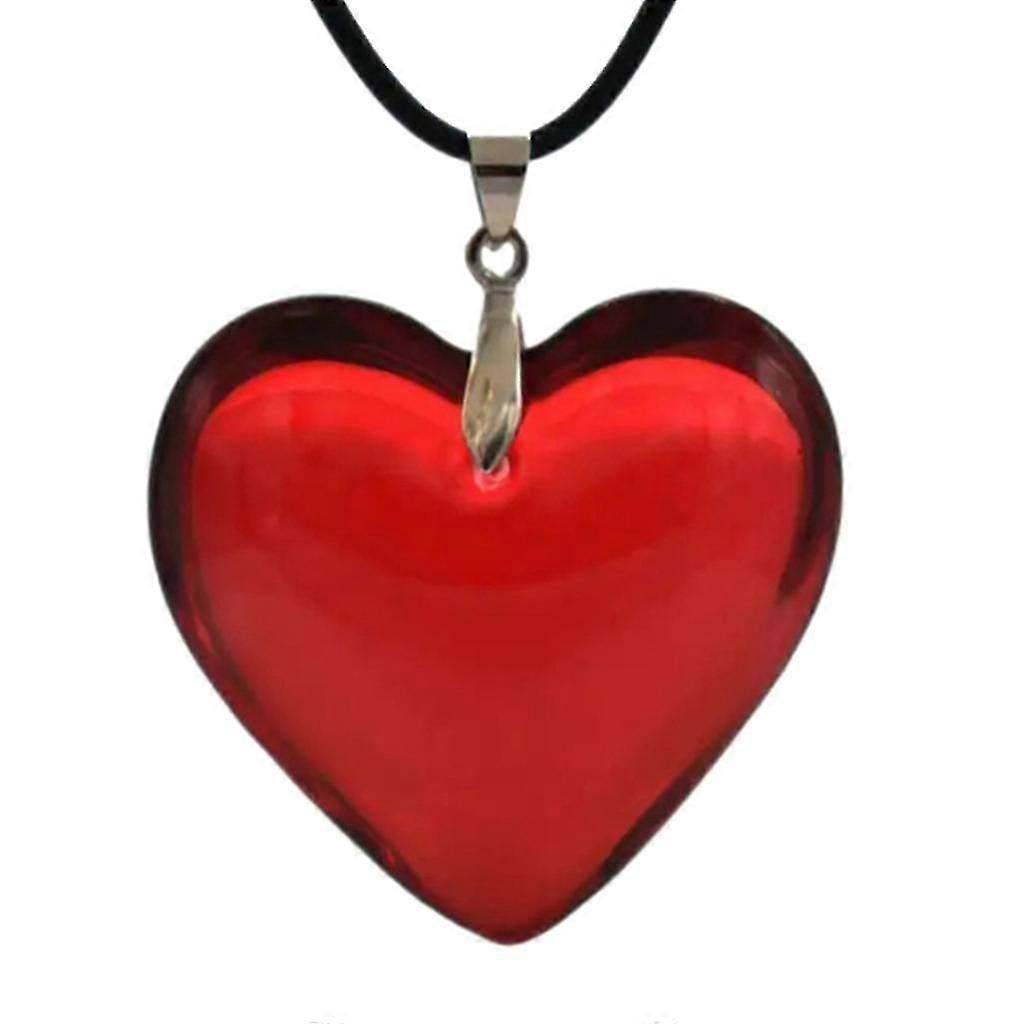 Vintage Heart Necklace Glass Pendant Colorful Necklace Jewelry Women Valentine