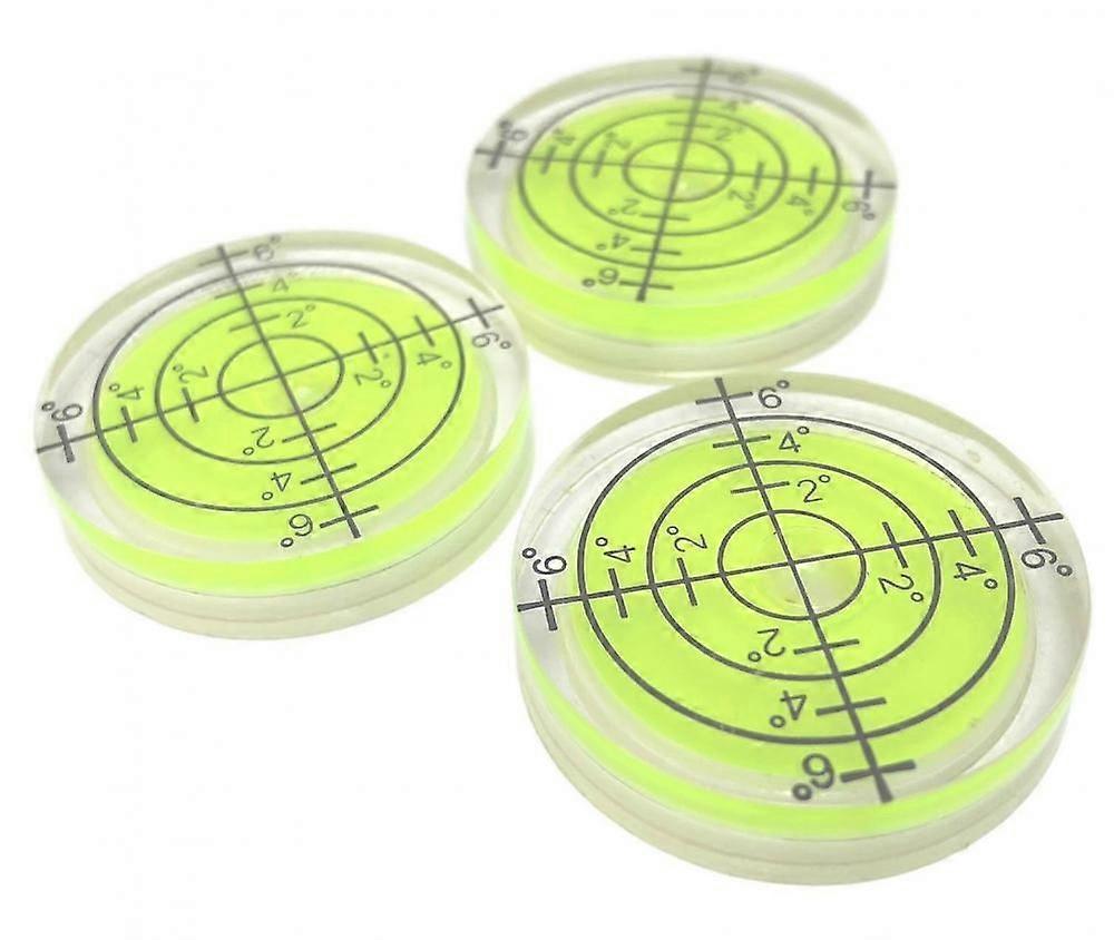 Pack Of 3, 32 Mm Diameter, Precision Spirit Level With Air Bubble, Mini Spirit Level For Cameras, Camping And Caravans, Bubble Level