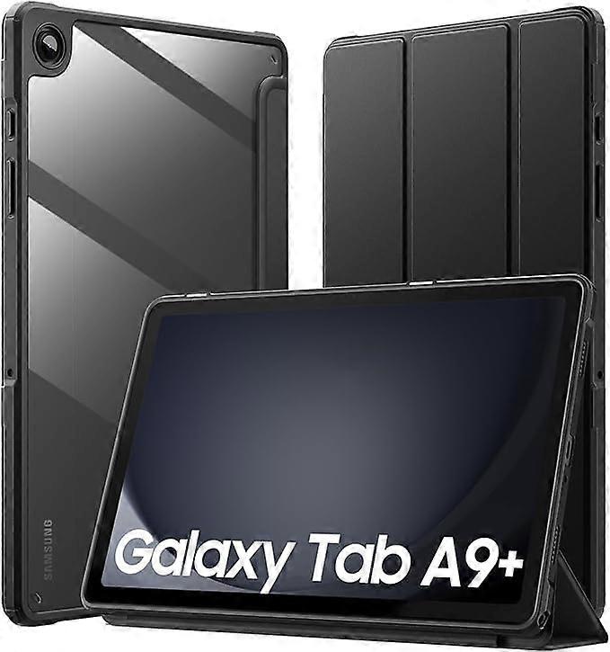 Slim Transparent Back Case for Samsung Galaxy Tab A9 Plus X210 11 Inch Tablet with SPen Stand,, Auto Wake/Sleep, (Black)