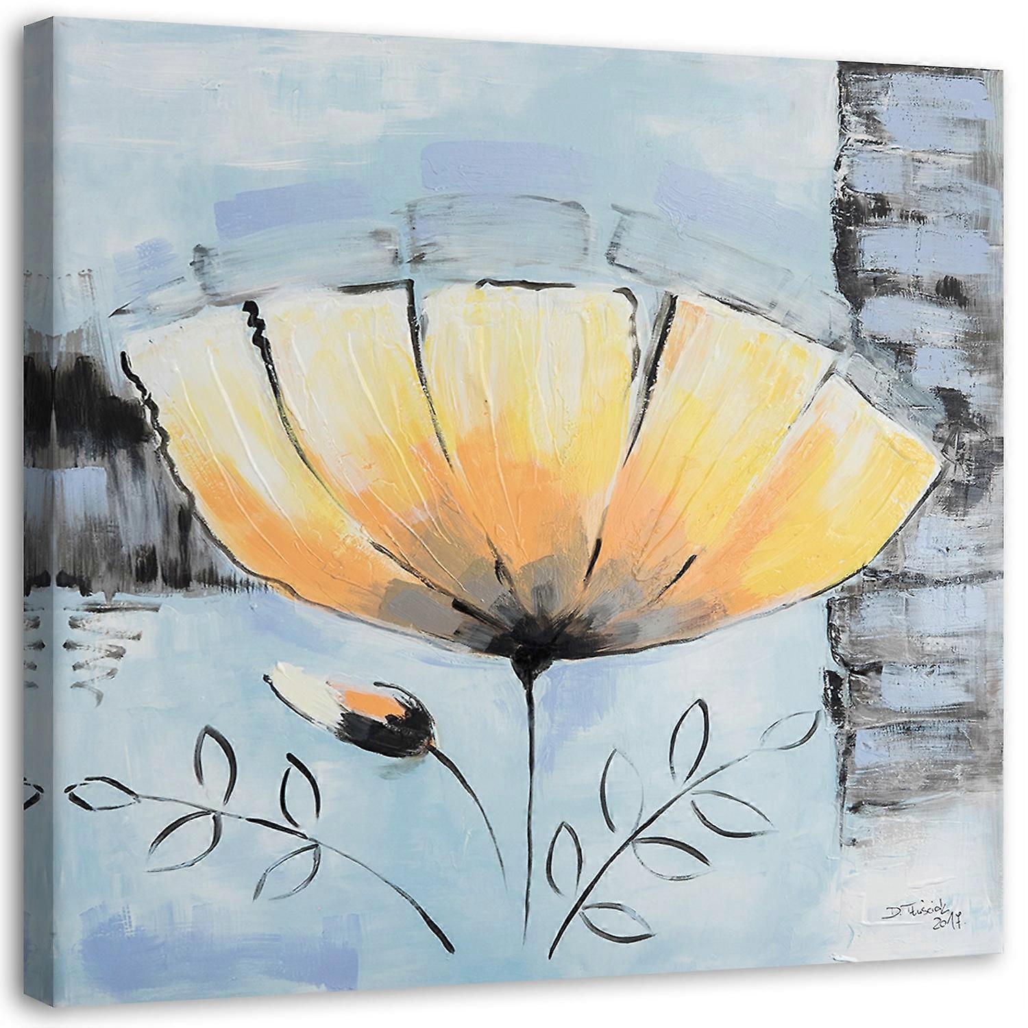Impression sur toile, Fleur avec calice sur le devant - 40x40