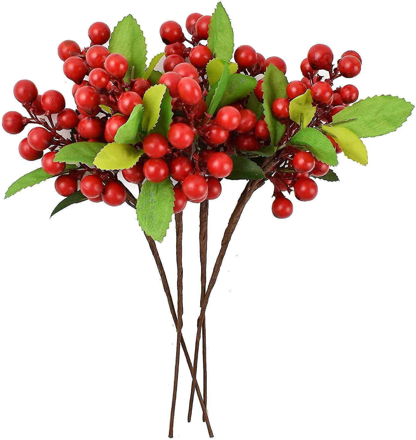 Artificial Berries, 6 Small Bunches Of Artificial Flowers, Cranberries