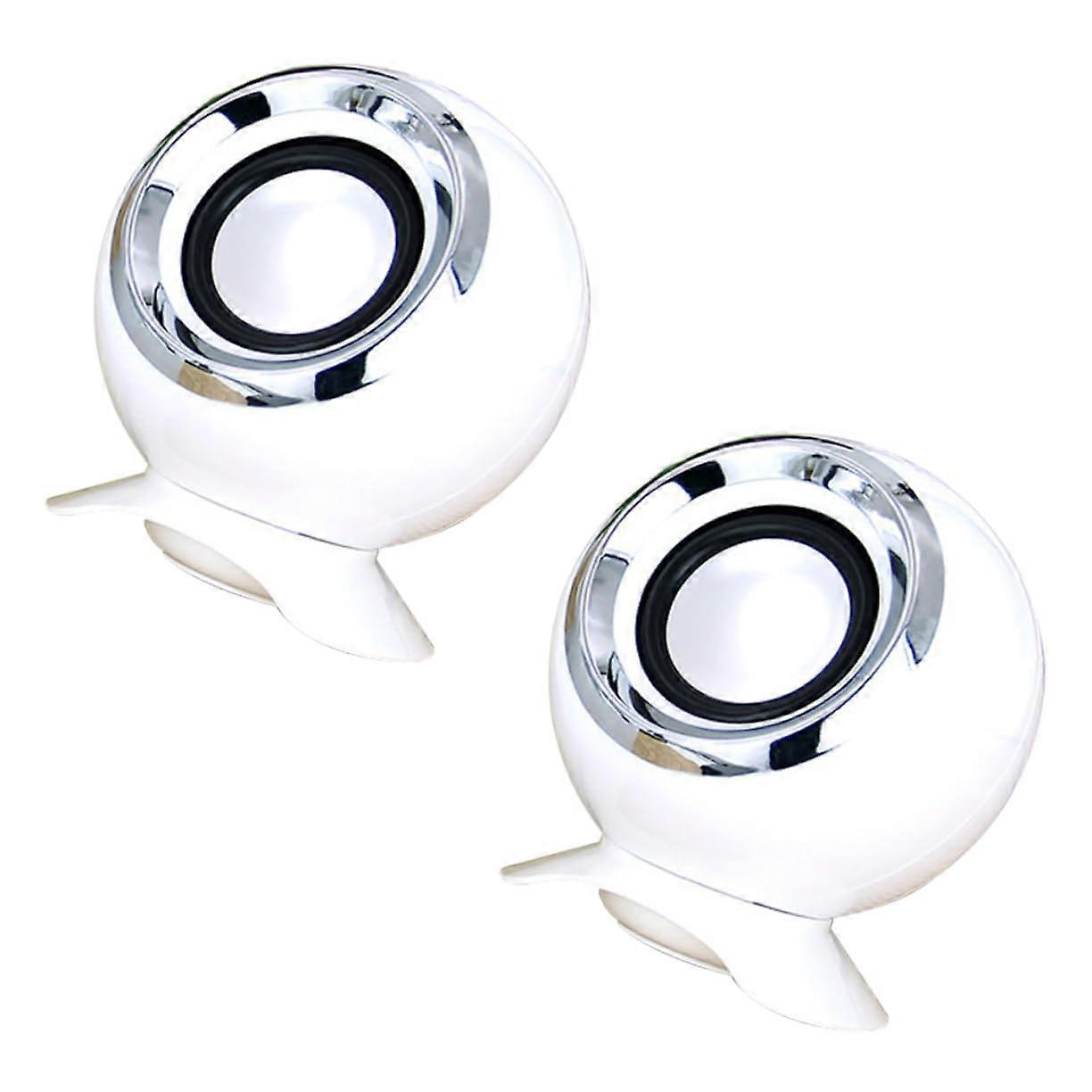 Powered Mini Computer Speakers for Desktop PC and Laptop, High Volume, Compact White Design for Home Office Use