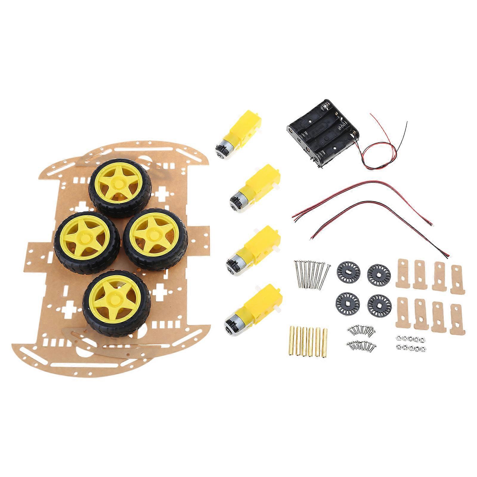 Robot Car Chassis Tracking Car Accessories with Speed Encoders Battery Box 4WD Ultrasonic Module Kit Toys for Kid
