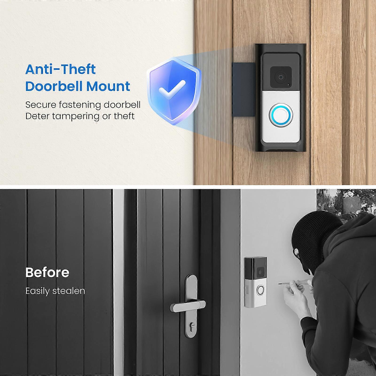 Anti-Theft Doorbell Mount – Adjustable Bracket For Video Doorbell 1/2/3/3 Plus/4/(2020), No-Drill Installation For Home & Apartment