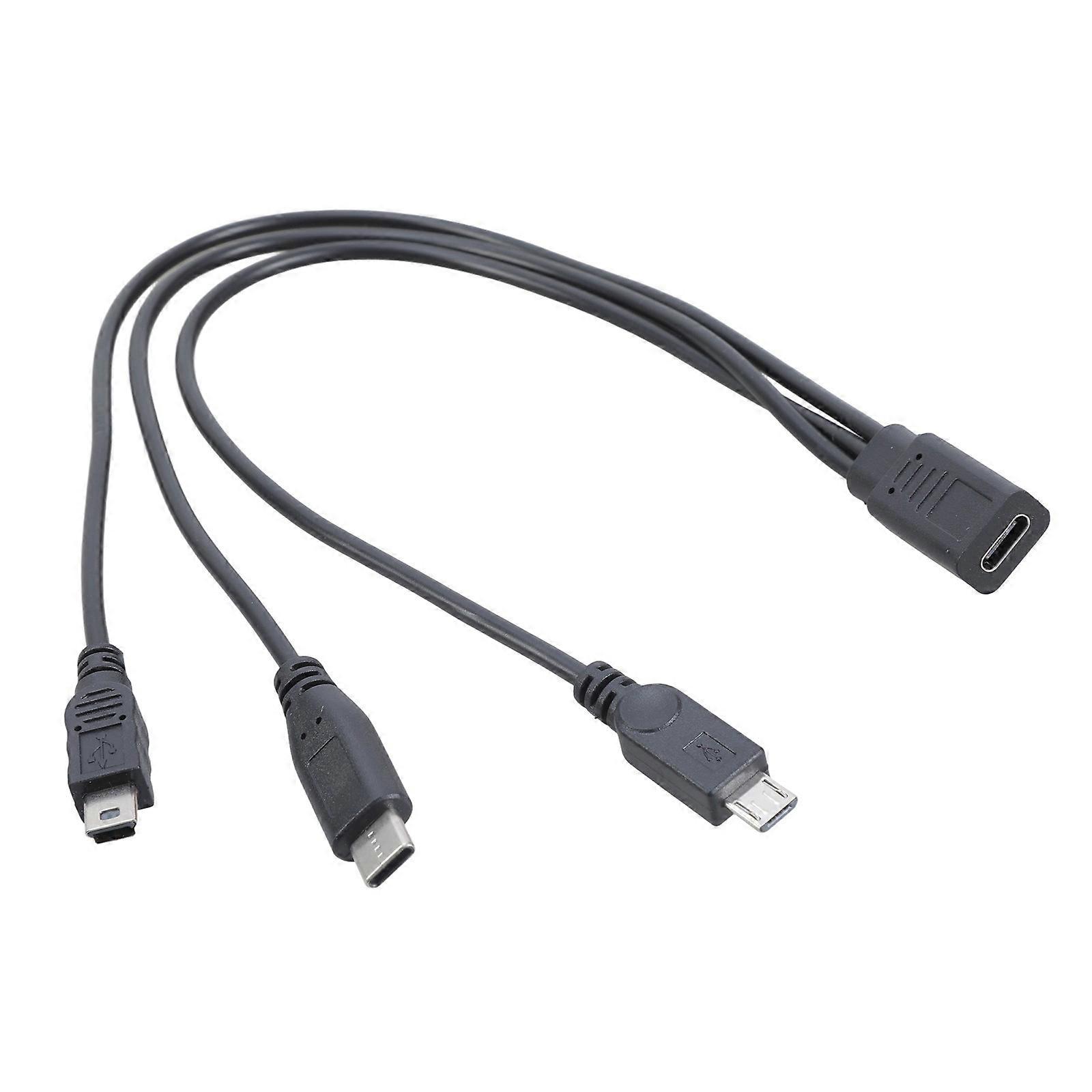 Type C Female to Type C Mini Simultaneous Multiple Device Charging Cable Cord For Phones Tablets Electronics 30cm Length