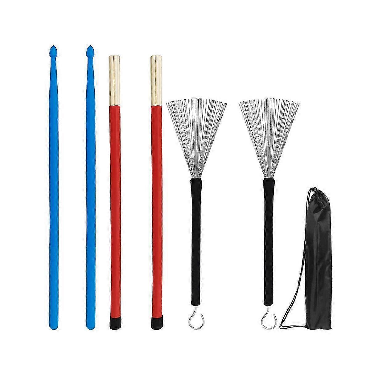 Drum Wire Brush Drum Brush+Nylon Drum Stick+Bundle Stick+Storage Bag Percussion Accessories Drum St