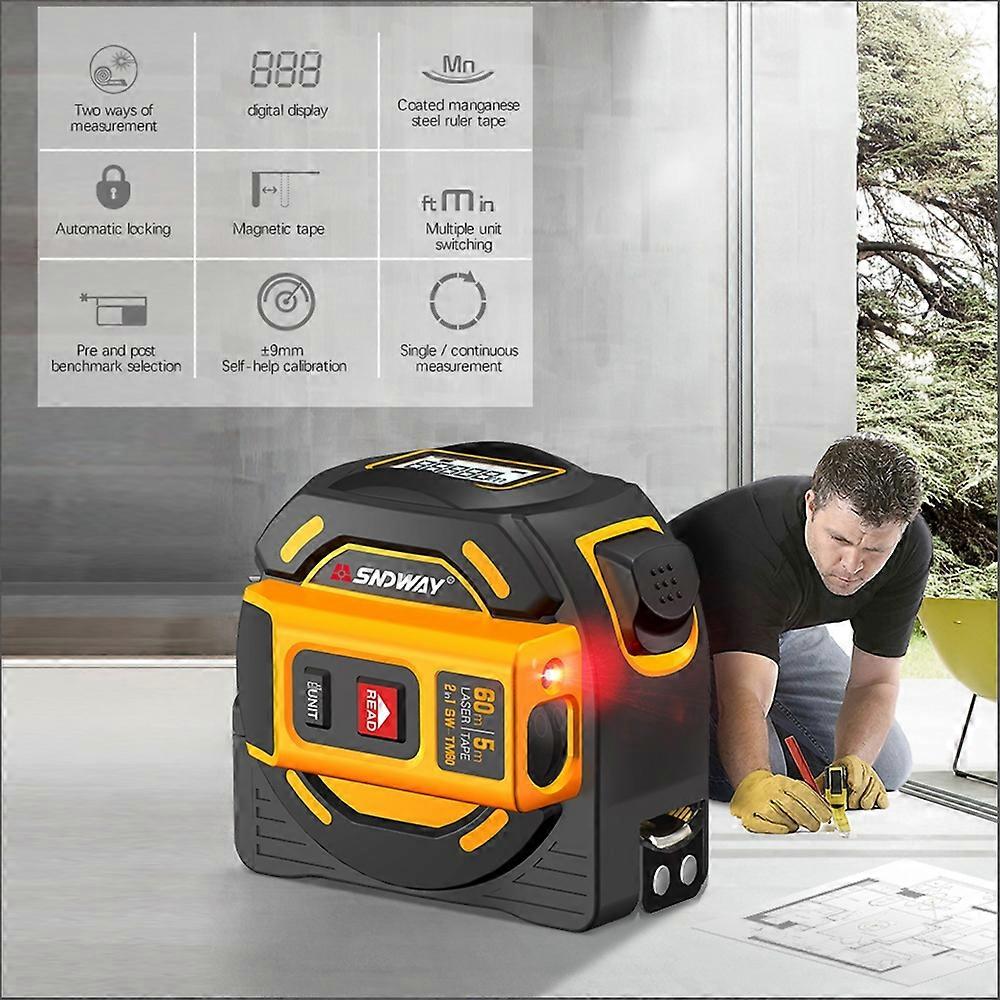 SNDWAY Digital Range Finder Laser Distance Meter Tape Multi-function Self-Locking Hand Tool Device SW-TM40