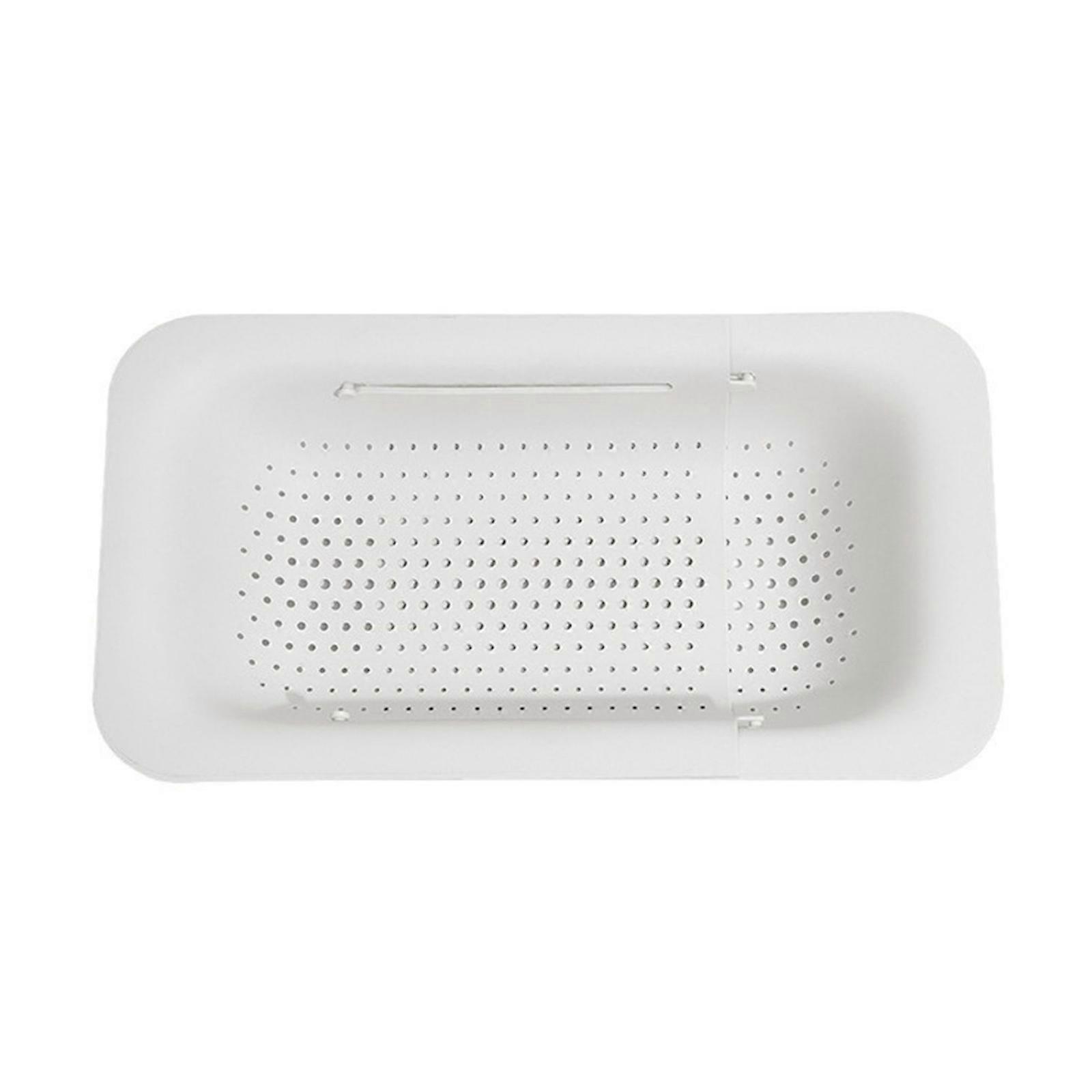Over the Sink Strainer Expandable Kitchen Colander Adjustable Drainer for Efficient Vegetable and Fruit Washing  White