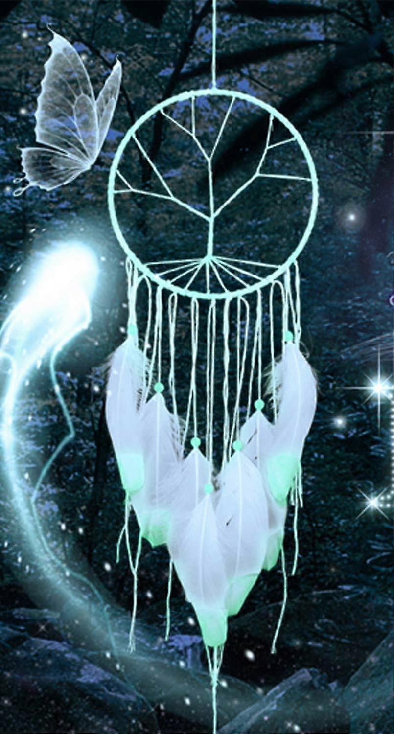 Fluorescent Dreamcatcher Handmade Turquoise Feather Wall Decor Dreamcatcher