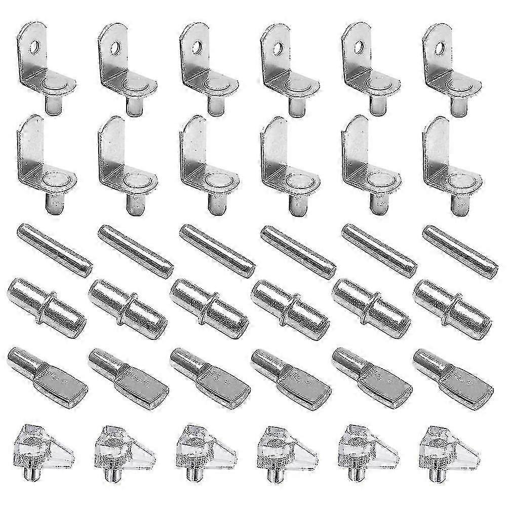 72pcs Shelf Pegs Support Kit, 6 Styles Shelf Pins, Nickel Plated Cabinet Shelf Pegs For Shelves Boo