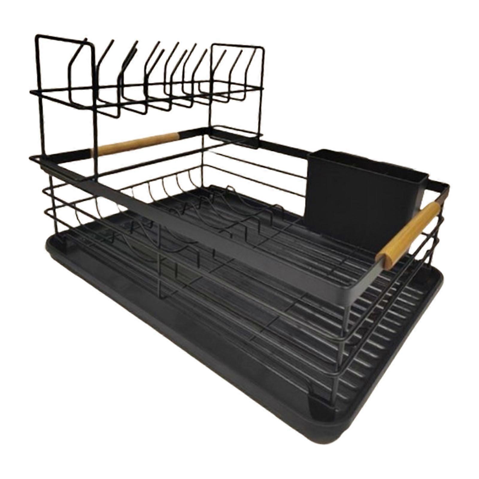 Rustproof Dish Rack For Utensils and Plates Drying Space Optimization Solution Easy Assembly Plates Bowls Organizer  Black