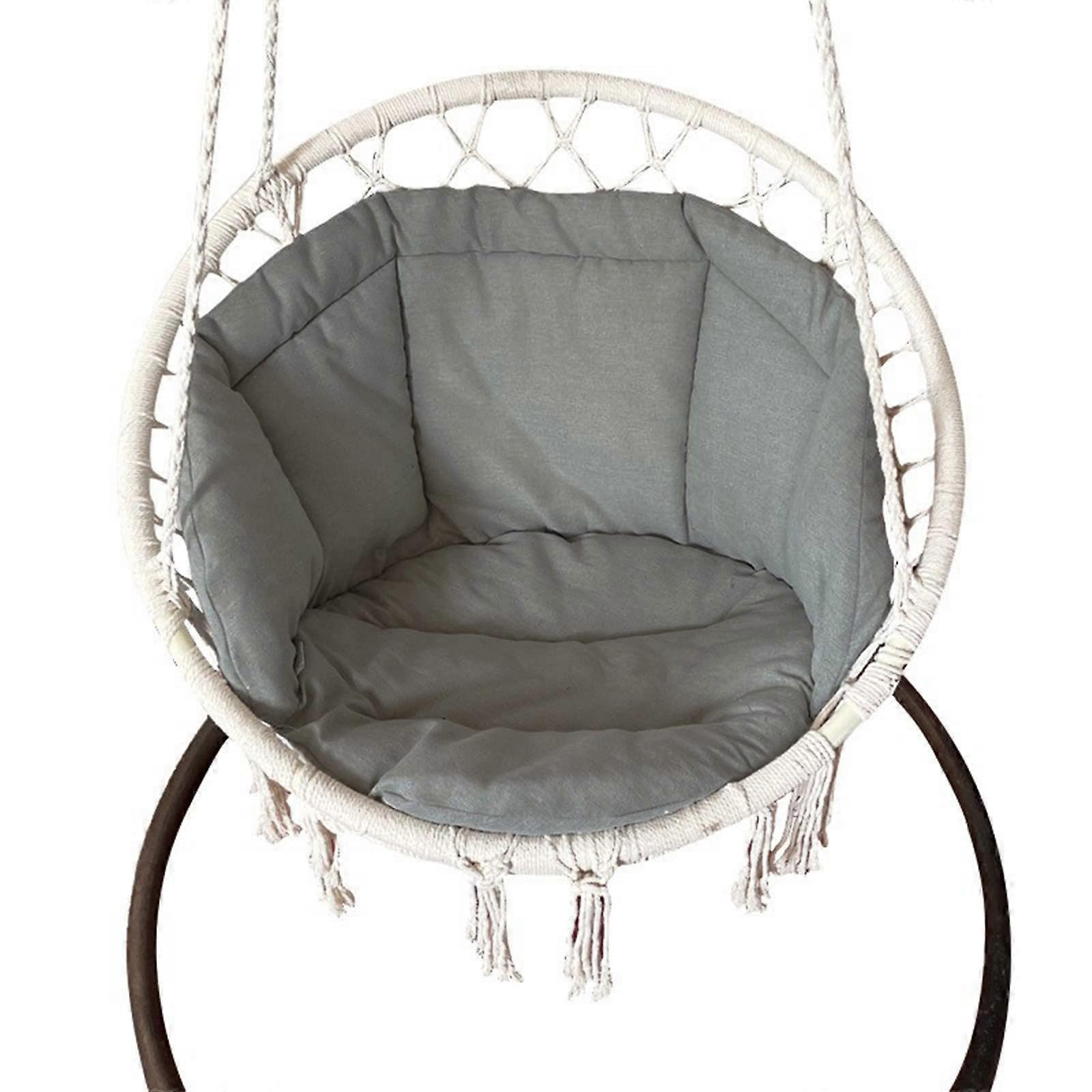 Hanging Basket Seat Pad, Flax Swing Cushion, Home Hanging Chair Mat, Dark Grey, 6045cm