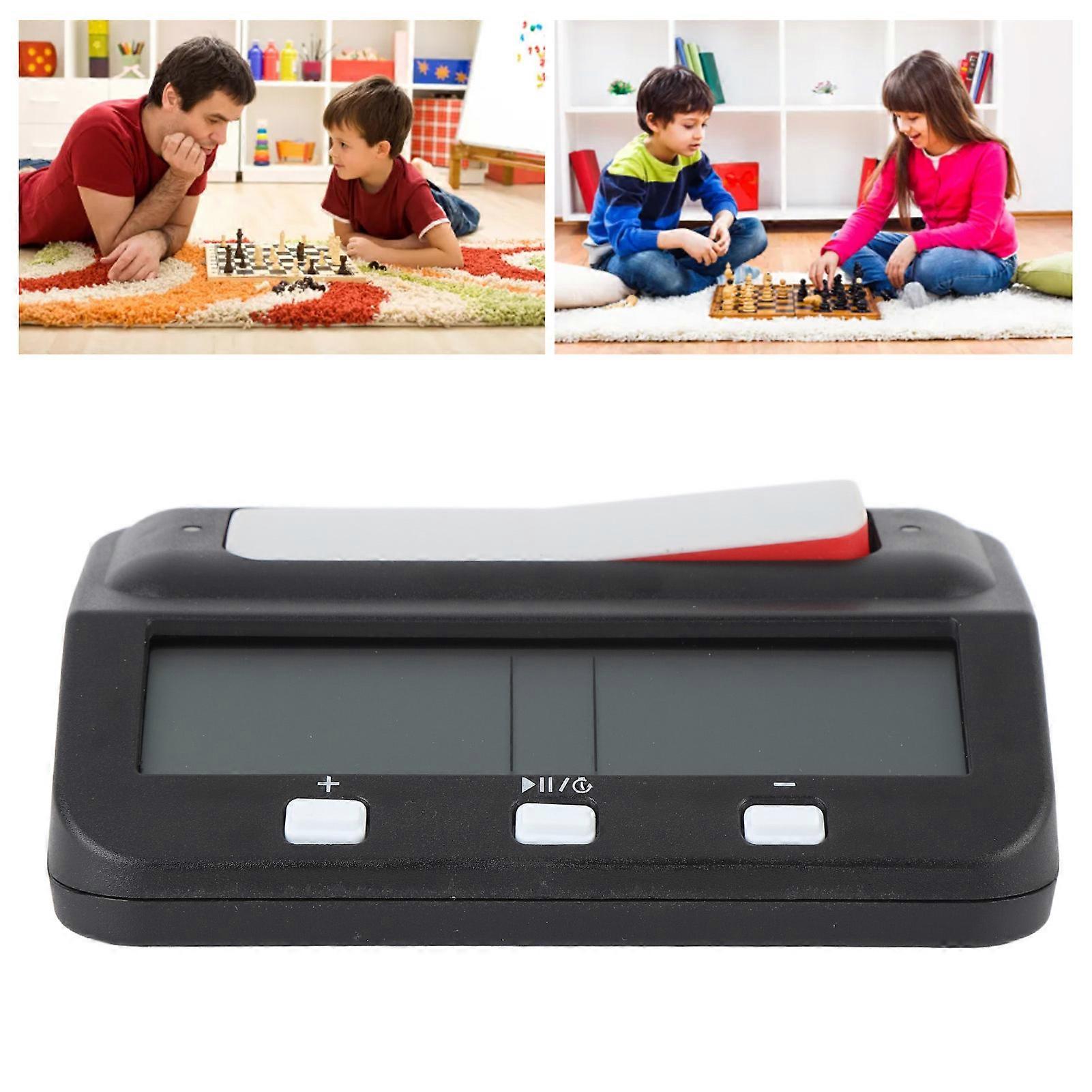 Chess Timer with Reward Delayed Time Alarm Memory Function Count Down Up Chess Clock for Game Competitions Black 