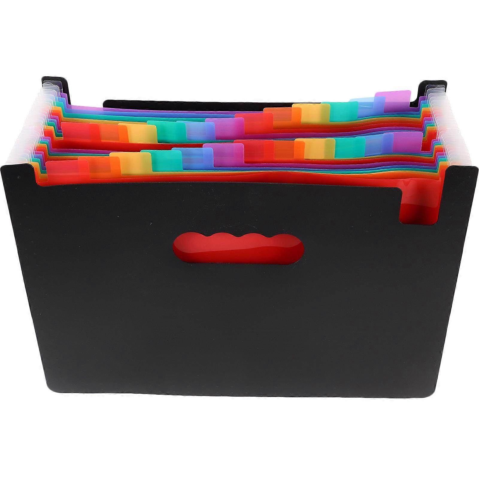 Office Accordion File Organizer with Holder for Document Storage, Multi Grid Folder for Home and Office Use, Rainbow Design