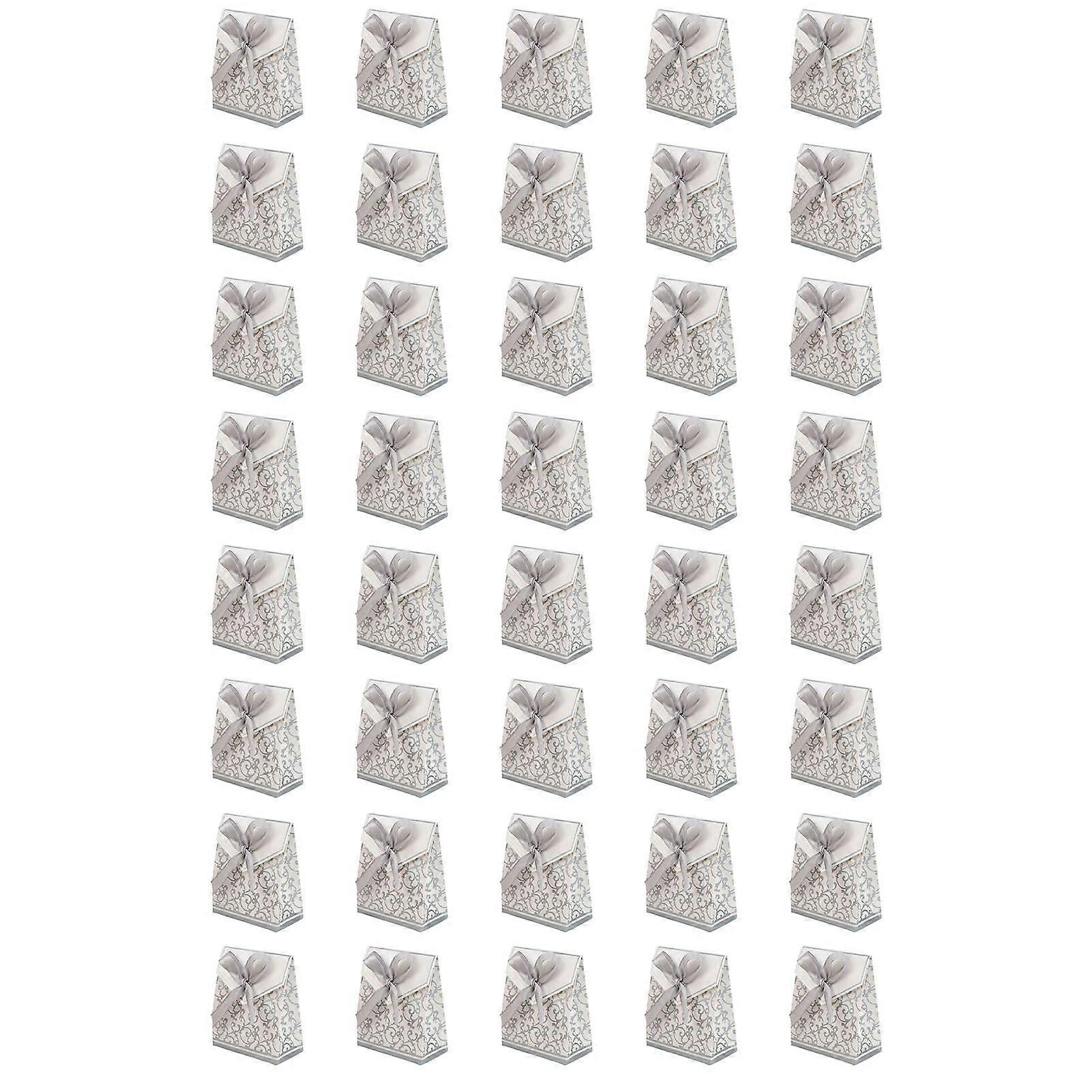 2025 أحدث طراز 40 مجموعات علب هدايا فضية القوس الديكور علب الهدايا DIY