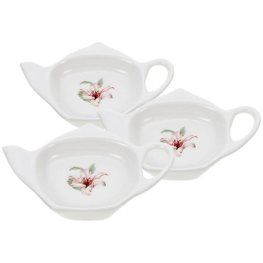 Ceramic Tea Bag Holders Tea Bag Resting Dish Teapot Shape For Hotel And Restaurant 12X7.6X2.2CM 3Pcs
