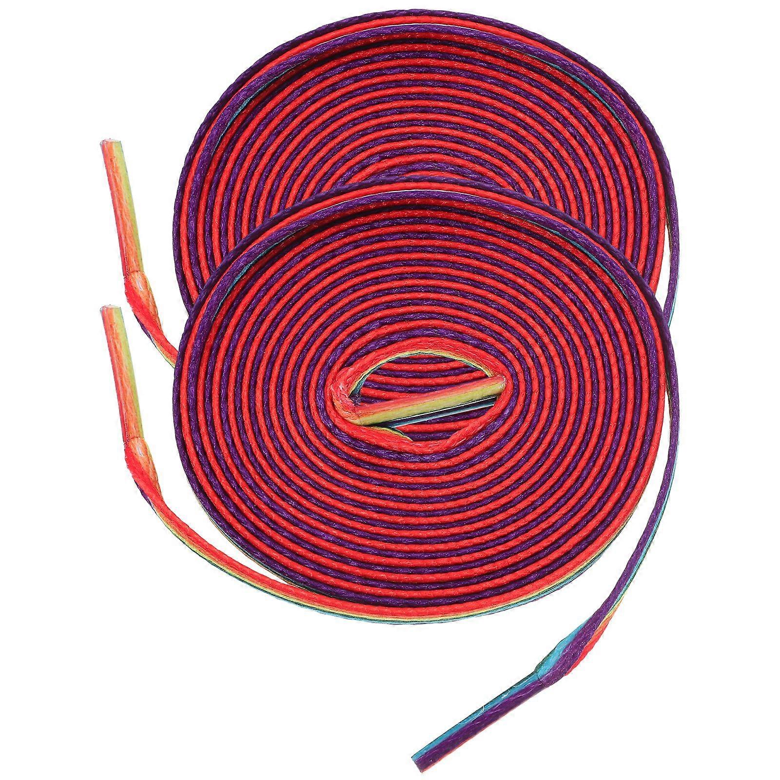 2 Pairs Sneaker Shoelaces Polyester Shoe Straps Bright Rainbow Shoes Straps