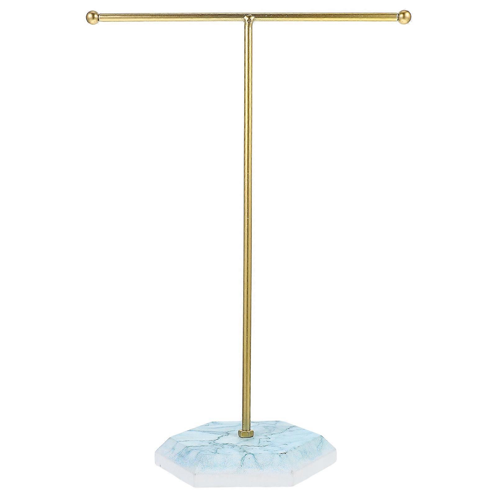 T Shaped Jewelry Organizer Stand with Detachable Base – Multi Functional Necklace, Bracelet & Earring Holder for Home Use – Gold & White Design –