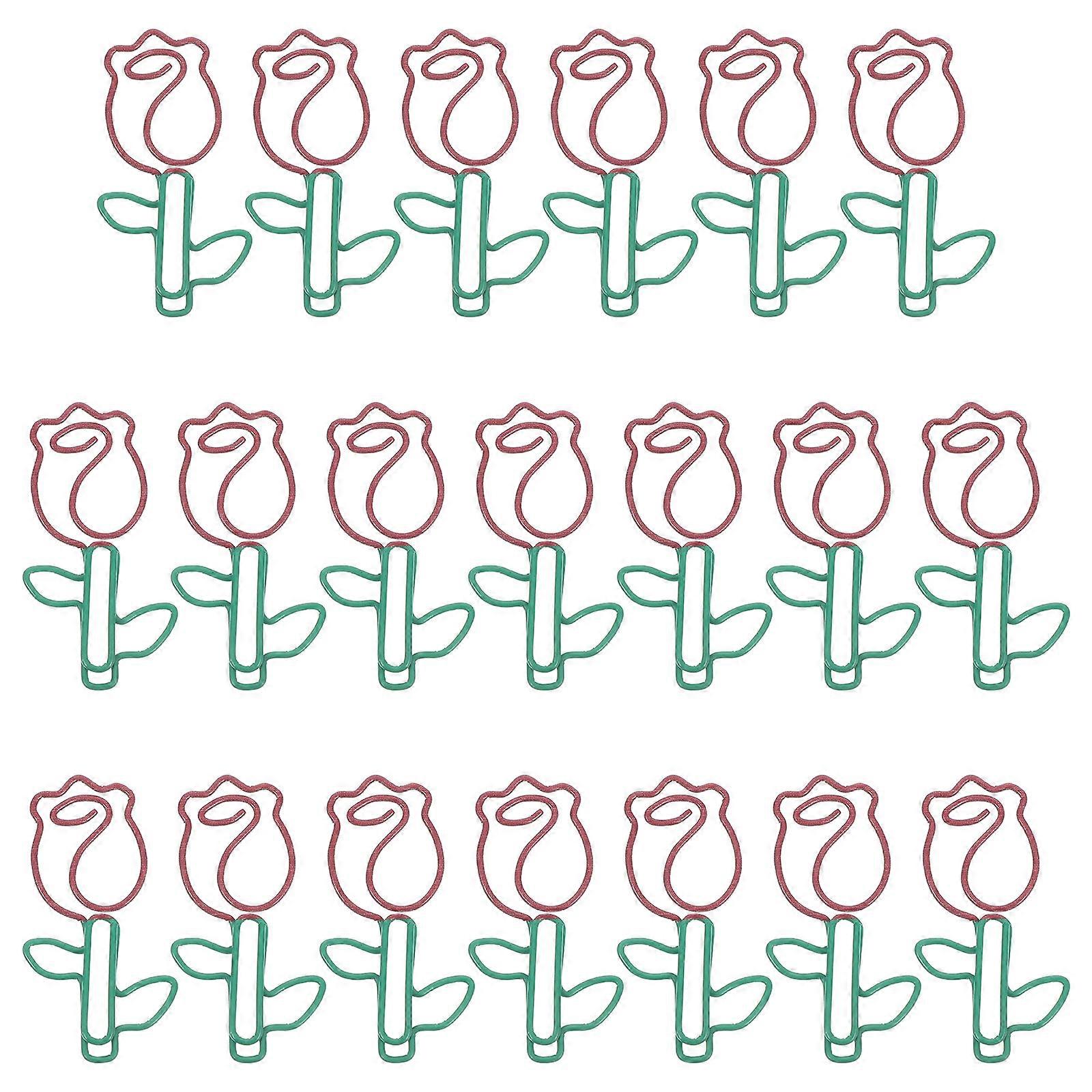 Rose Shape Paper Clips Book Page Holders For Study Home Users Multi 1.53X0.83X0.04IN 20Pcs