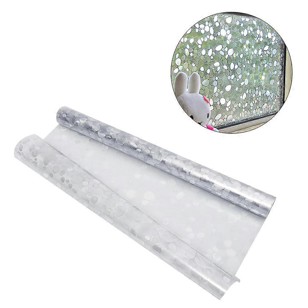 Privacy Window Film Cobblestone Design Static Cling Removable without Residue UV-Proof Assorted Color 300x45cm for Home Office 1Pc