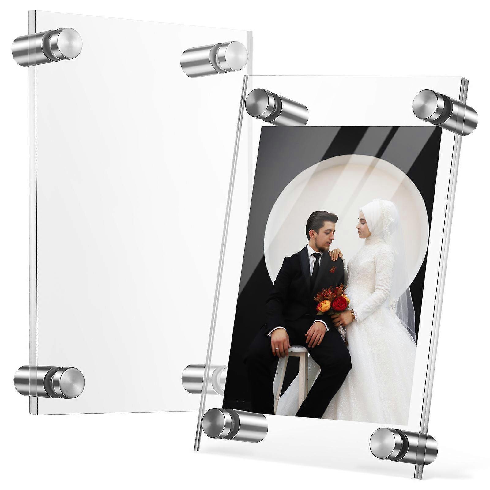 Clear Acrylic Desktop Photo Frame – Sturdy Transparent Picture Frame for Easy Photo Replacement, Tabletop or Wall Mount Display for Home and Office