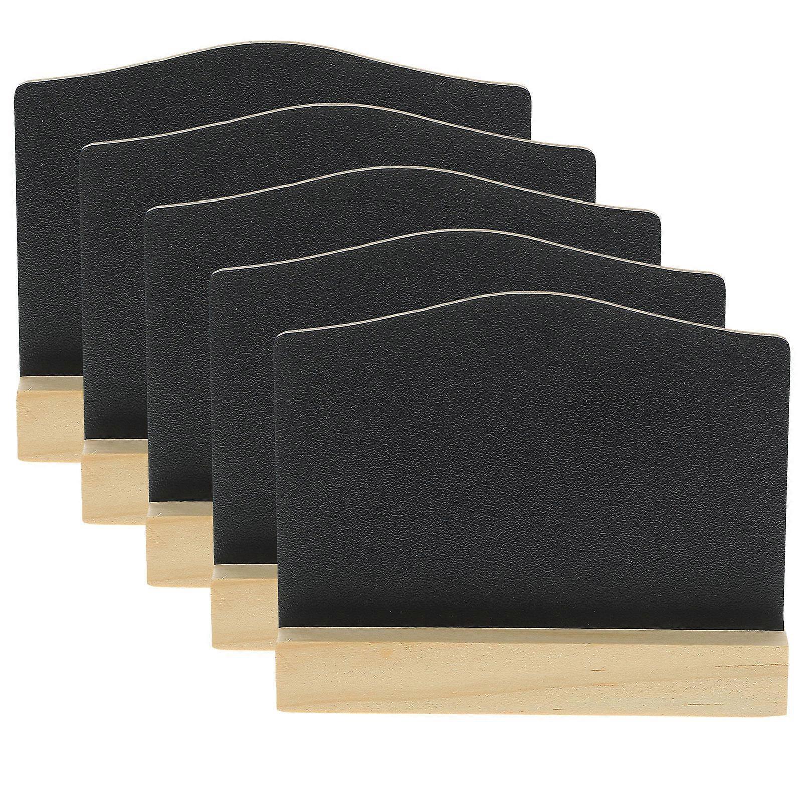 5pcs Mini Wooden Double Sided Chalkboard Memo Board Blackboard Sign for Multi Functional Desktop Writing Use at Home Parties Restaurants
