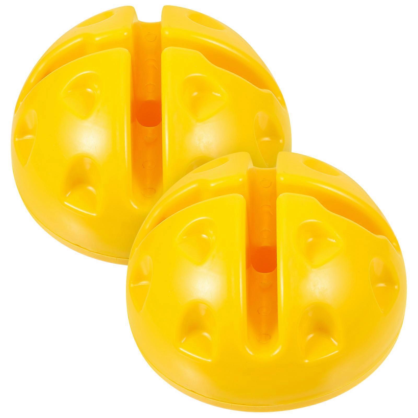 2pcs Yellow Training Pole Base Attachments for Soccer, Basketball, and Football Agility Drills – Durable Weighted Obstacle Equipment for Skill