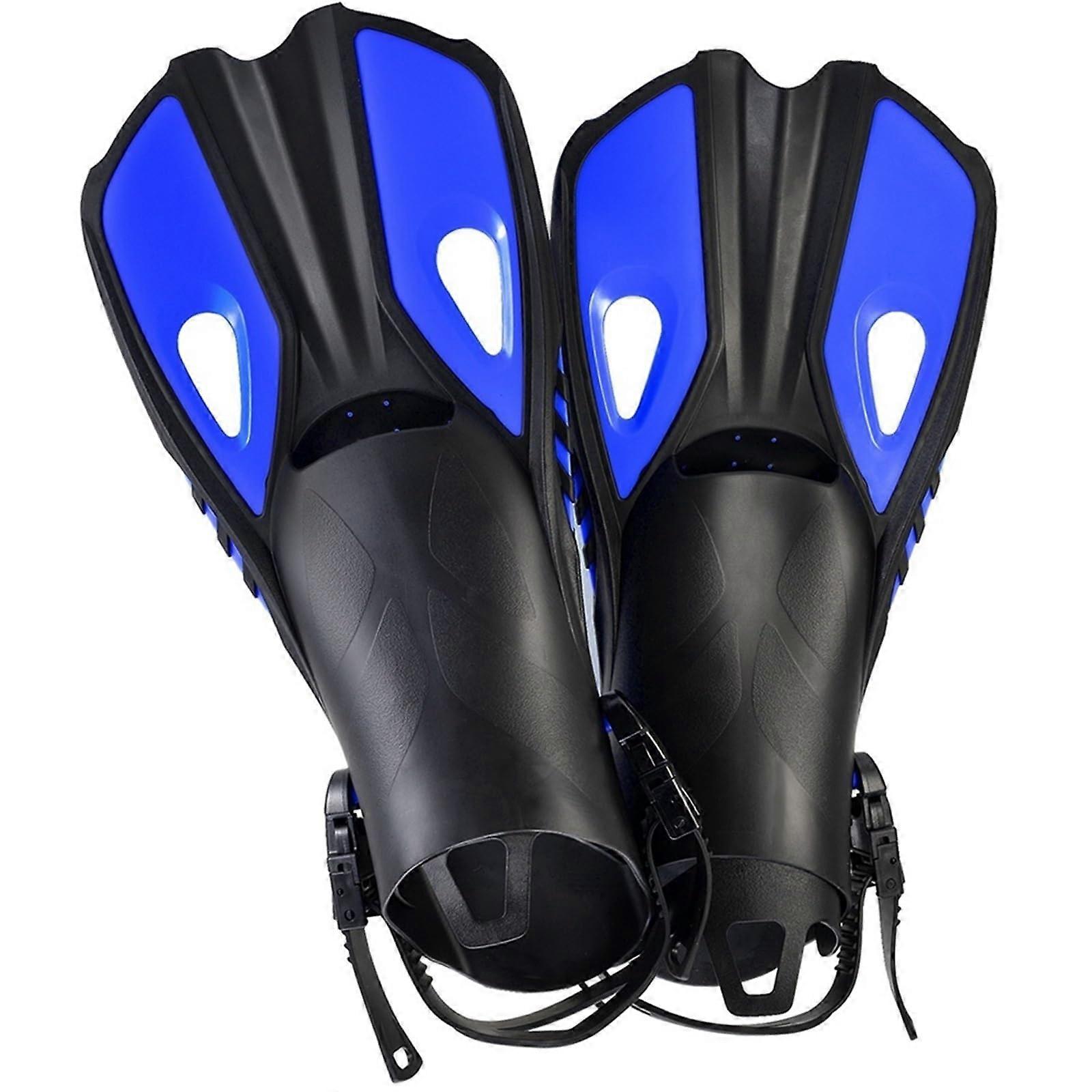 Schnorchelflossen Kurze Tauchflossen Verstellbare Schwimmflossen Aus Silikon Offene Ferse Für Erwachsene Blau XS