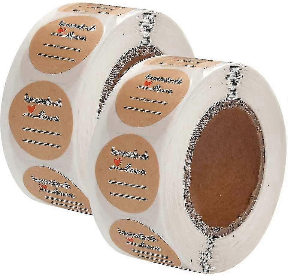 1000 Self-adhesive Kraft Labels, Practical 2.5cm Diameter Labels